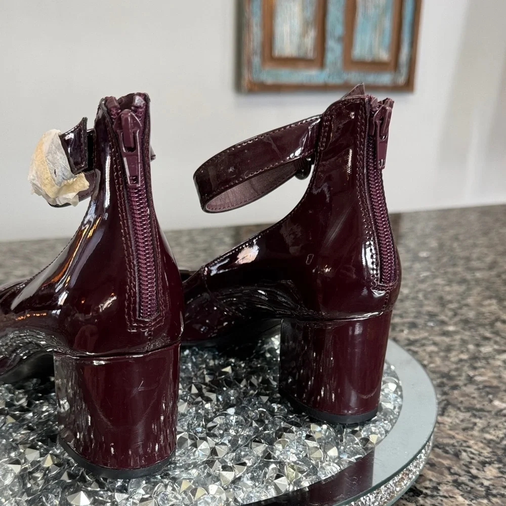 Alfani Dark Burgundy glossy Heels NWOT 7.5 wide